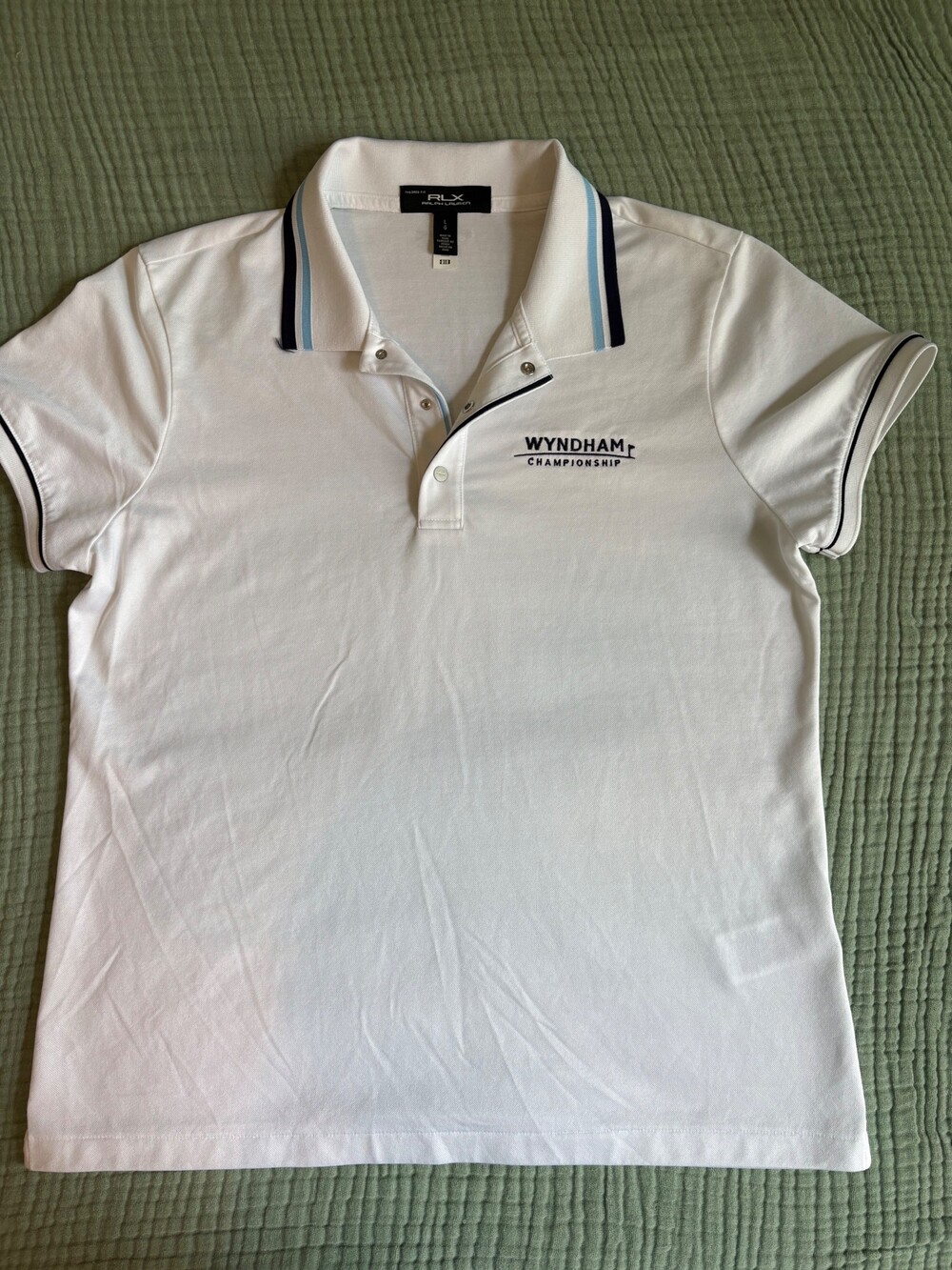 RLX Ralph Lauren Large White Polo Shirt Wyndham Championship Embroidered